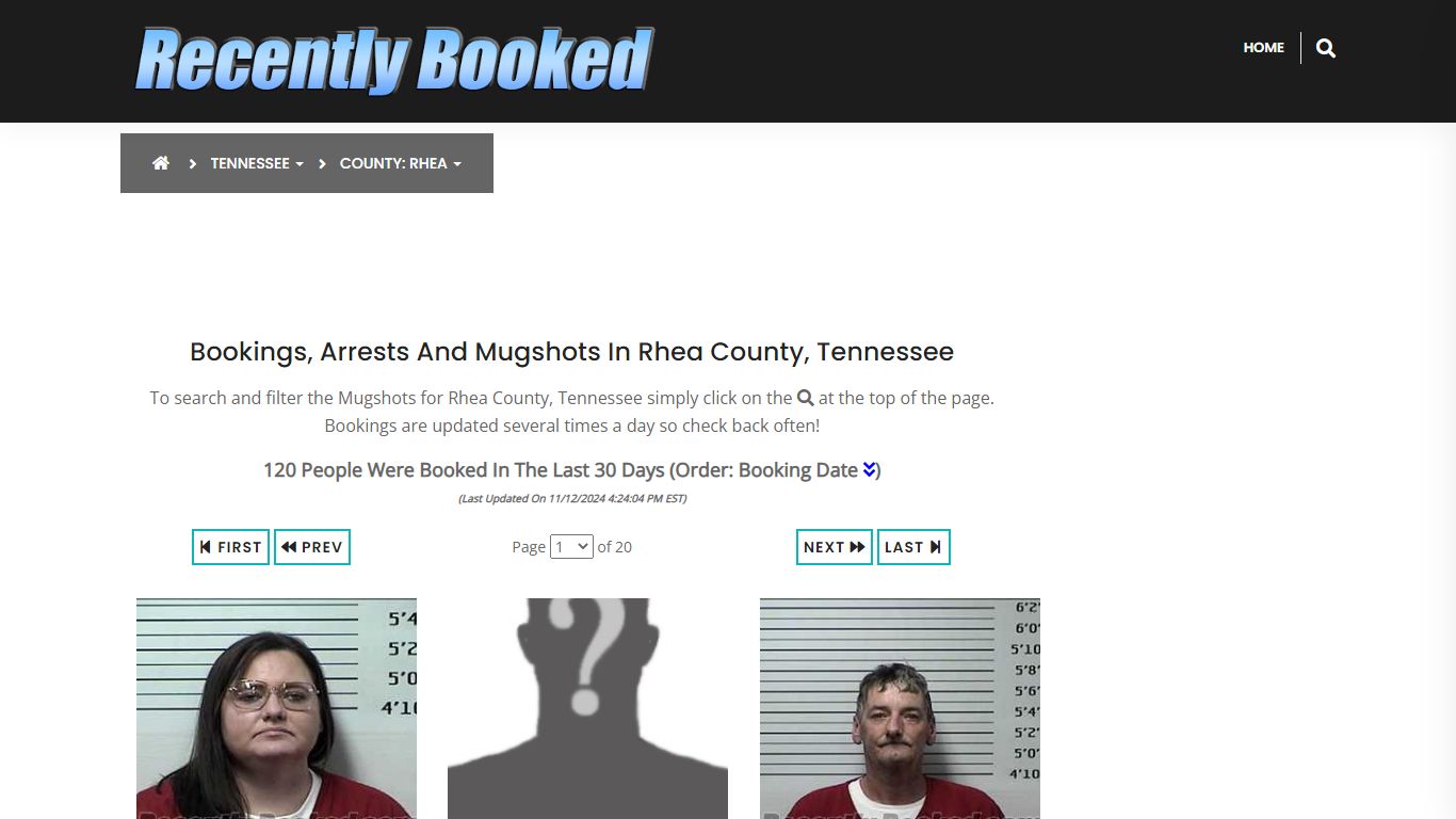 Bookings, Arrests and Mugshots in Rhea County, Tennessee - Recently Booked