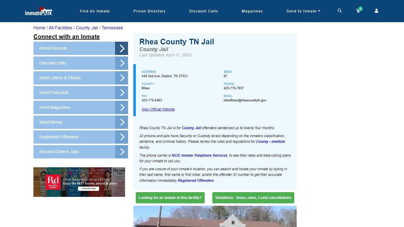 Rhea County TN Jail - Inmate Locator - Dayton, TN